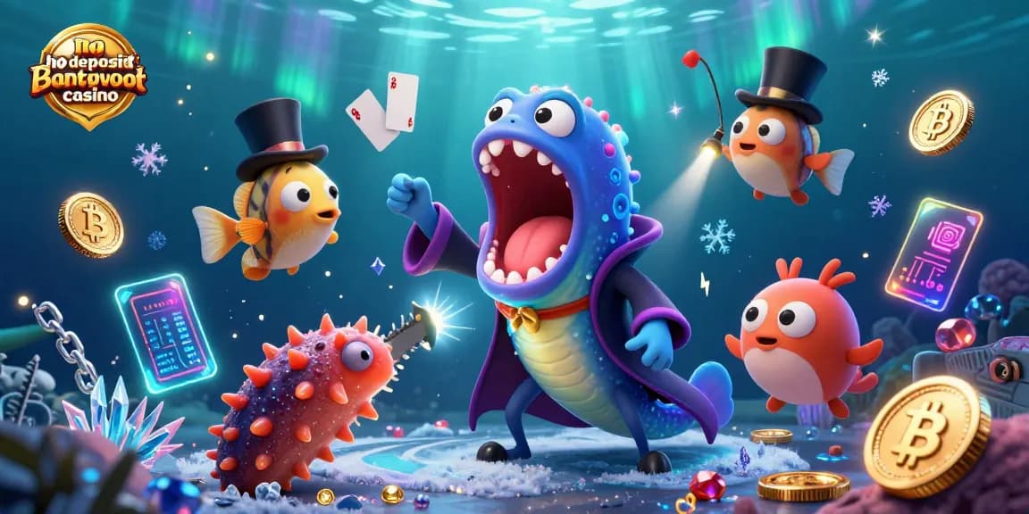 Experience thrilling action at a no deposit instant payout casino with vibrant underwater characters.