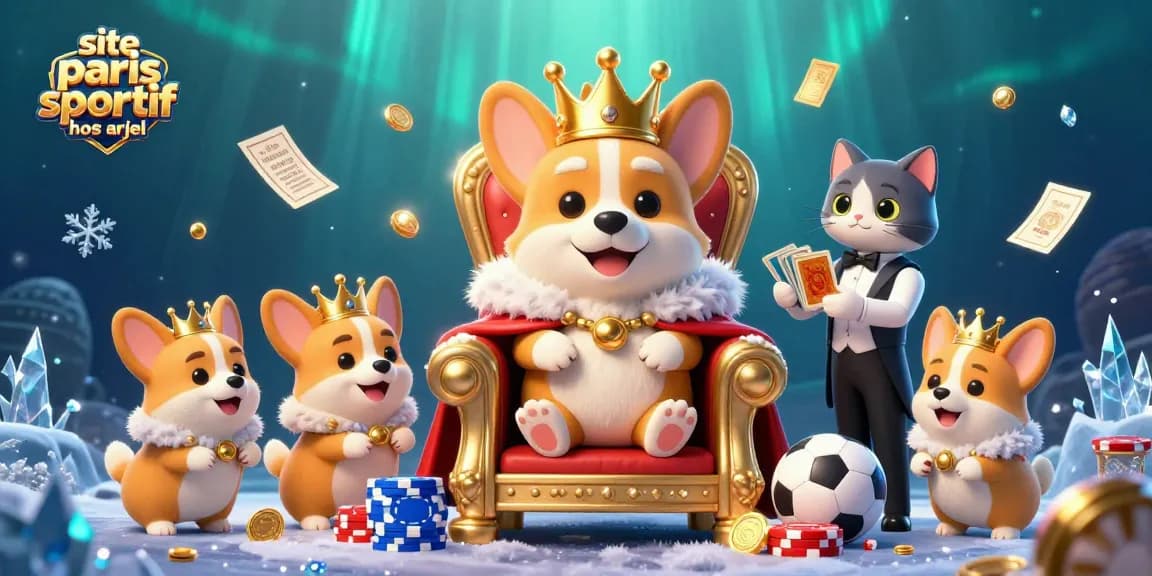 Jouez sur le site paris sportif hors arjel avec des personnages animés d'un corgi royal et son majordome dans un décor de paris.