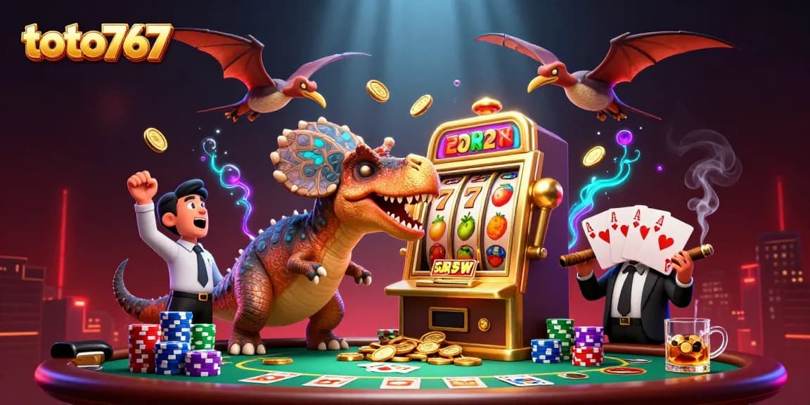 toto767 memberikan pengalaman jackpot dengan mesin slot emas dan dinosaur bertema, bergabung dalam permainan seru kasino