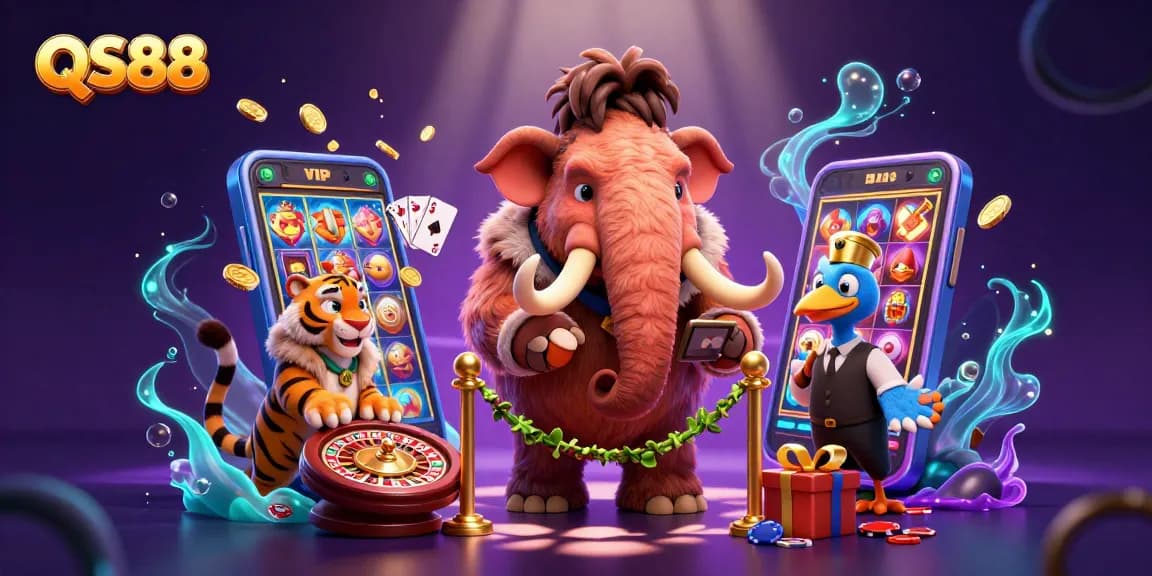 Experience vibrant gaming at QS88 with a woolly mammoth bouncer and thrilling slot games.