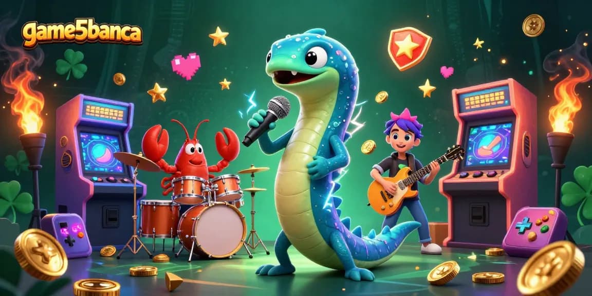Engage in the thrilling fun of game5banca with an electric eel DJ in a vibrant underwater casino scene.