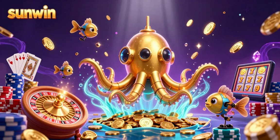 Engage with sunwin's thrilling underwater casino adventure featuring a golden kraken and dynamic gaming elements.
