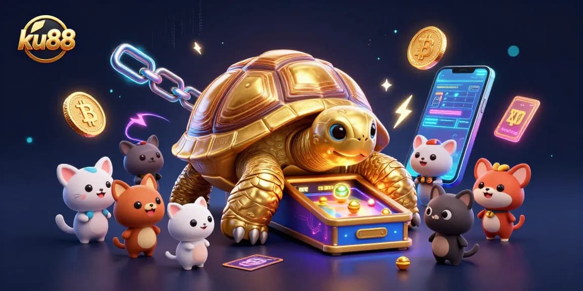 Spin the reels and win with ku88's captivating casino adventures in this vibrant illustration.