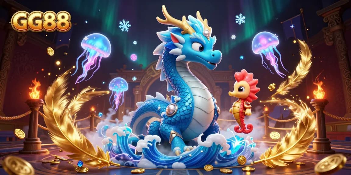 Win big with GG88 in a vibrant 3D casino scene featuring majestic characters and sparkling game elements.