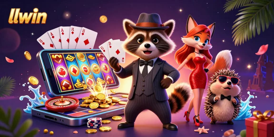 Experience thrilling gaming adventures at llwin with a raccoon, fox, and hedgehog in vibrant 3D.