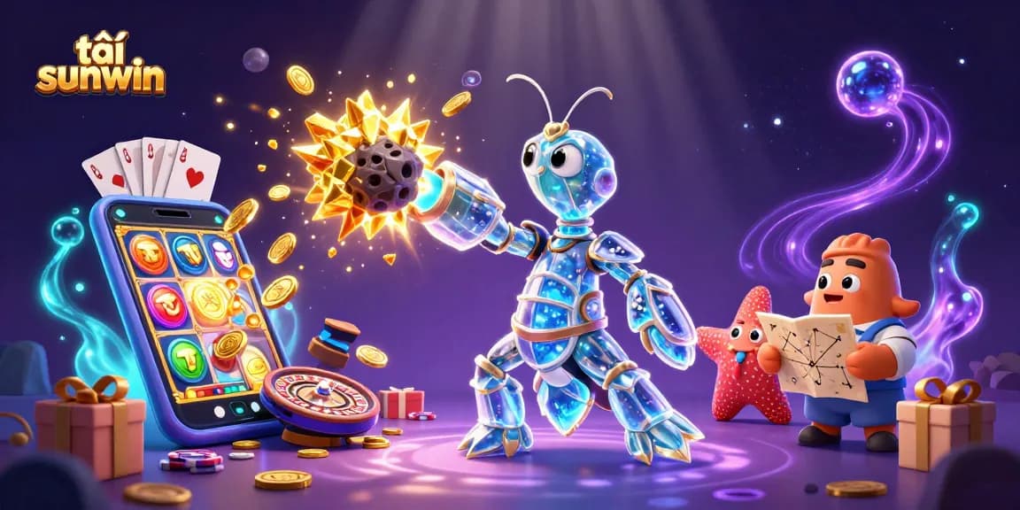 Engage in thrilling gameplay while tải sunwin with vibrant icons of slots and casino elements.