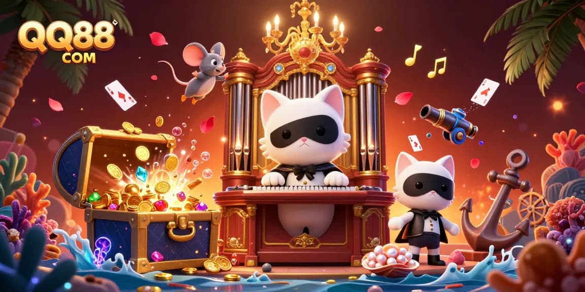 Experience the excitement at QQ88 COM with vivid casino-themed 3D art featuring iconic characters.