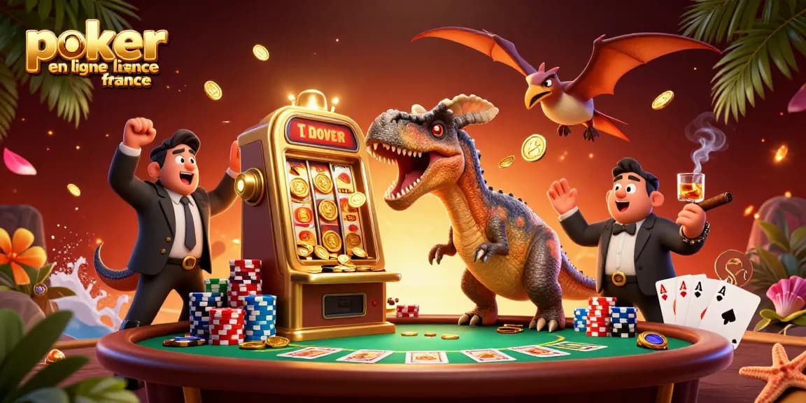 Jouez au poker en ligne France et découvrez des jackpots dans une illustration animée captivante.