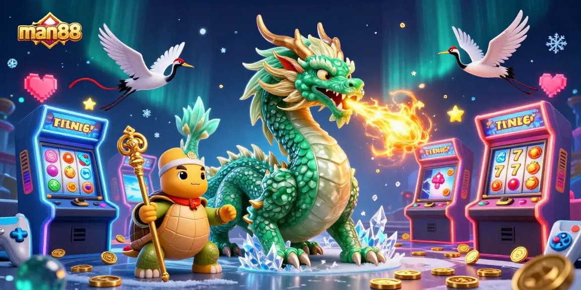Engage in thrilling gameplay with man88 featuring a dragon, turtle sage, and lucky cranes.