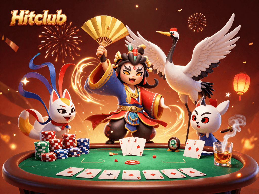Hitclub casino offers thrilling poker experiences with a kabuki warrior at the forefront.