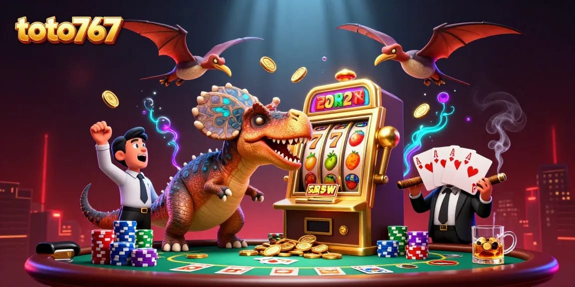 toto767 memberikan pengalaman jackpot dengan mesin slot emas dan dinosaur bertema, bergabung dalam permainan seru kasino