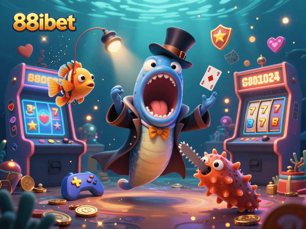 Experience thrilling gameplay at 88ibet with vibrant underwater characters performing magical acts in a casino setting.