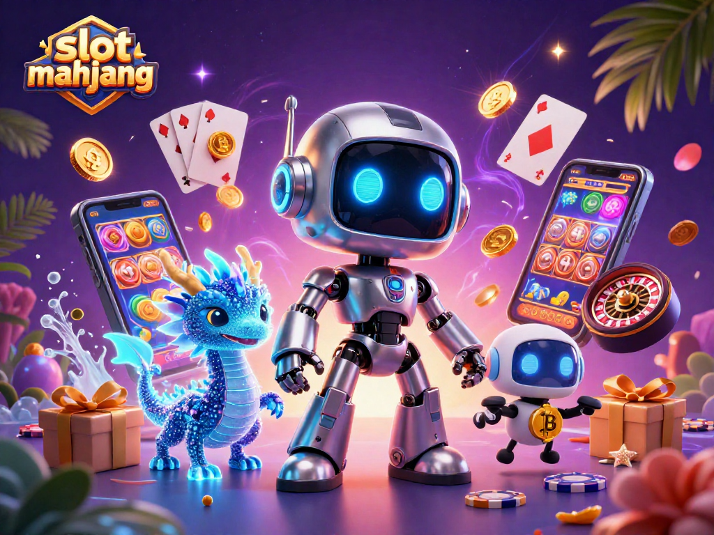 Experience thrilling action with slot gacor mahjong in an ultra-detailed 3D illustrated scene featuring vibrant casino elements.