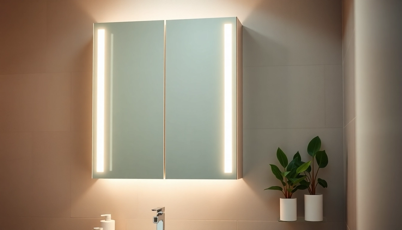 Badezimmer spiegelschränke beleuchtung mit eleganten Lichtmerkmalen.