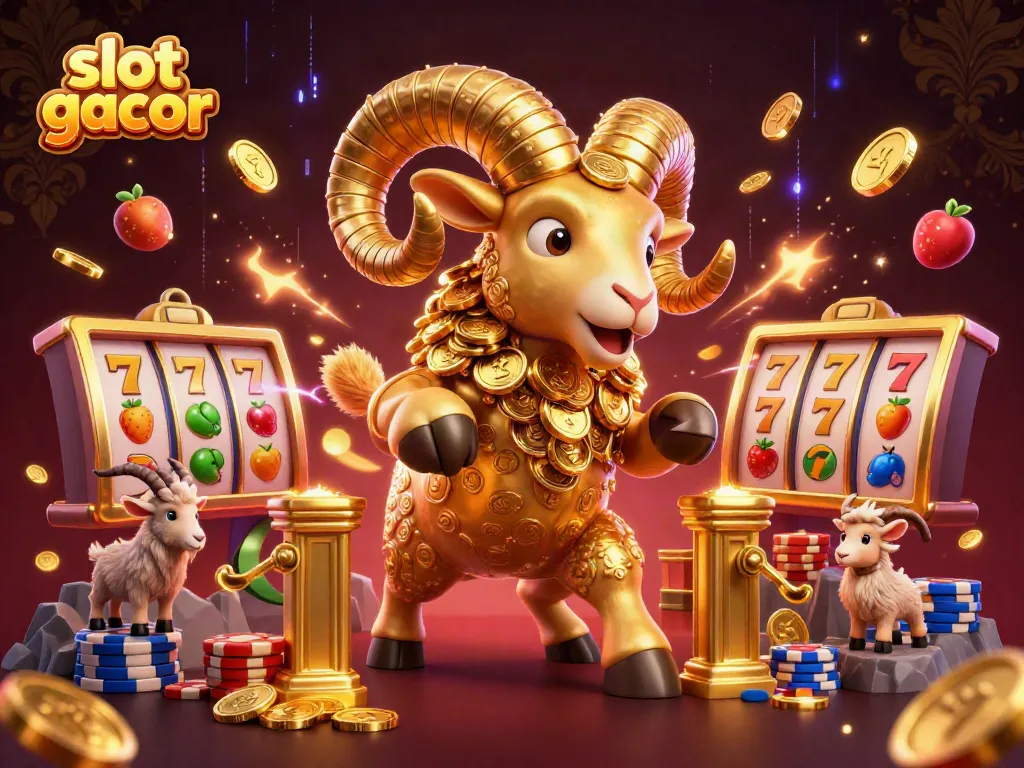 Engage with slot gacor strategies in an action-packed casino scene filled with vibrant elements.