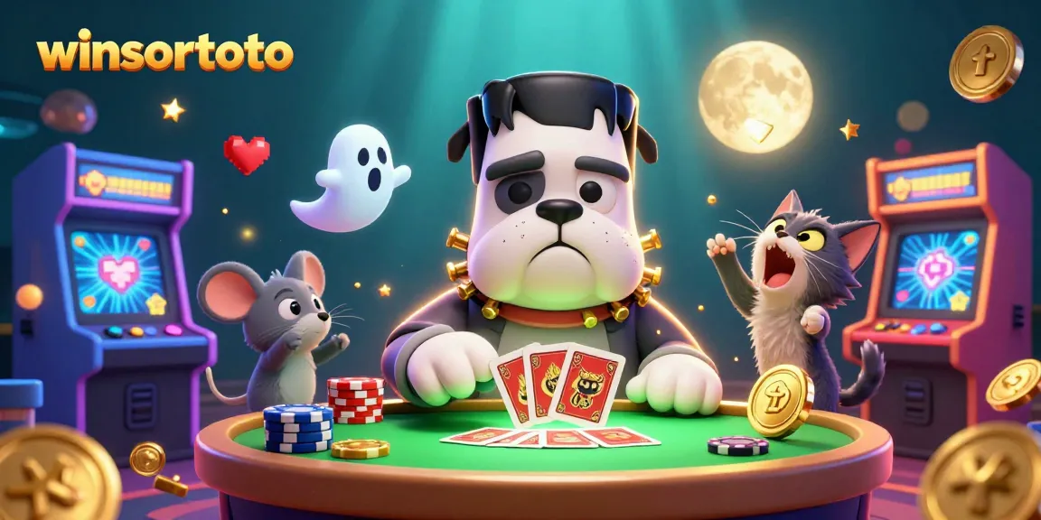 Menangkan di winsortoto dengan kartu yang dibagikan oleh monster Bulldog Frankenstein dan elemen kasino yang menarik.