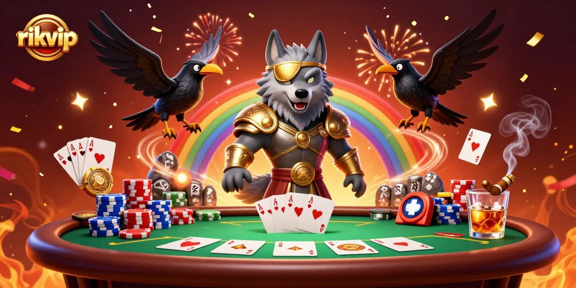 Experience thrilling gaming adventures with rikvip, a dynamic 3D casino scene packed with poker elements.