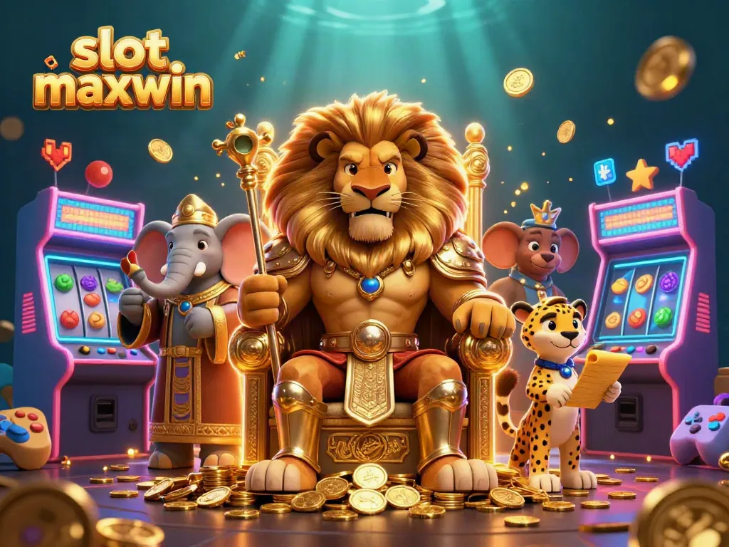 Experience thrilling wins with slot maxwin in this vibrant casino-themed 3D illustration.