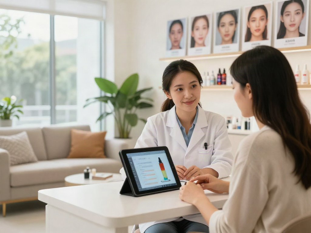 Exploring alternatives to QOVES in a modern skincare clinic with AI technology.