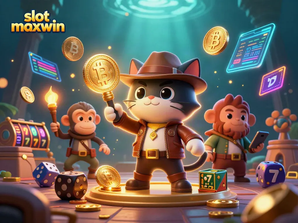Win big with slot maxwin while exploring a treasure-laden casino adventure scene.