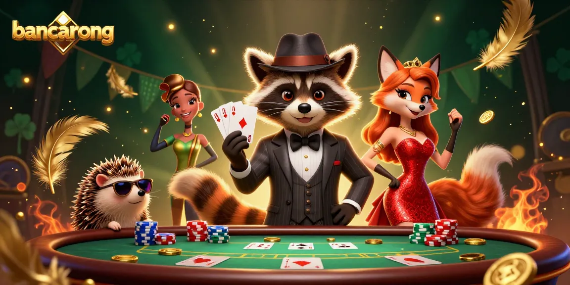 Baccarat showdown at bancarong with a suave raccoon and charming fox playing cards