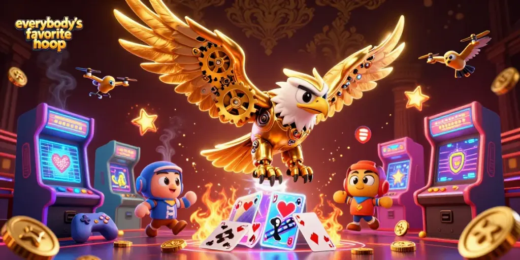 Experience the thrill with everybody's favorite hoop in this vibrant casino illustration showcasing dynamic gaming elements.