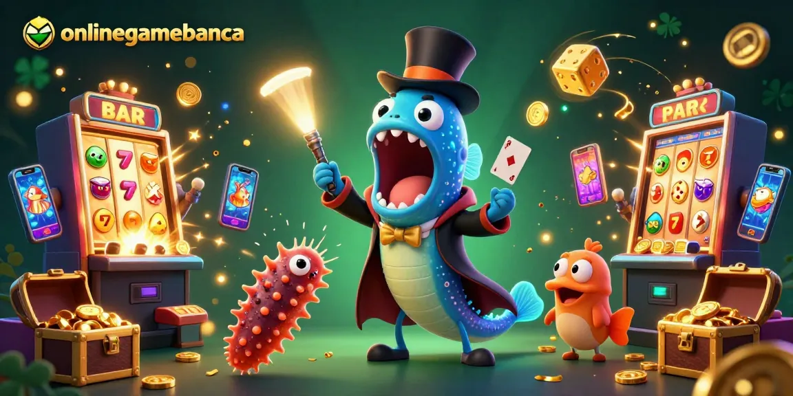 Perform thrilling card tricks with the onlinegamebanca characters in a lively casino scene.