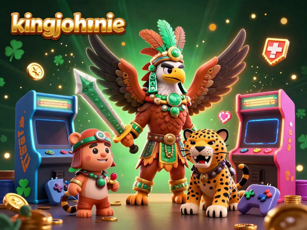 Experience the excitement of kingjohnnie online casino with Aztec-inspired warriors amid vibrant gaming elements.