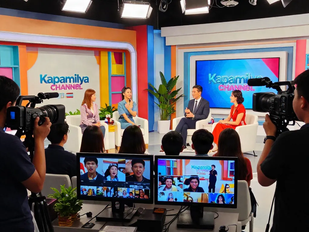Live broadcast scene from kapamilyachannel.com showing hosts and audience engagement during a vibrant TV show