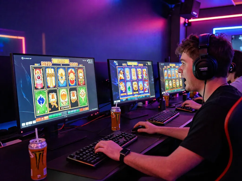 Player enjoying situs slot gacor thailand on a colorful gaming setup with exciting graphics