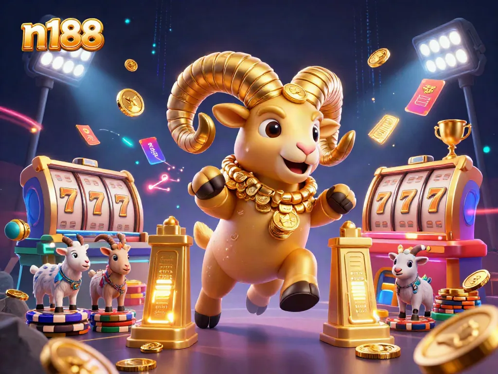 Experience the thrill of n188 Jackpot games and sports betting excitement in this vibrant 3D scene.