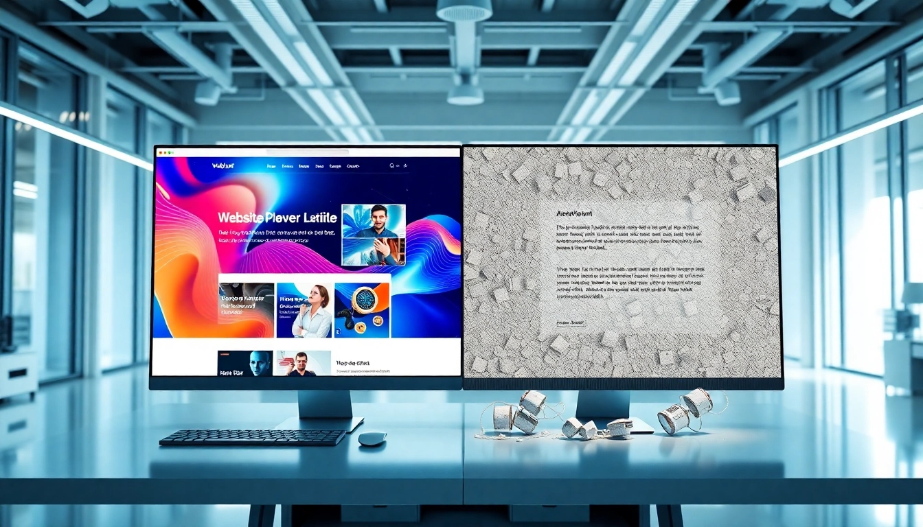 Visual comparison of Webflow vs custom AI website showcasing design quality differences.
