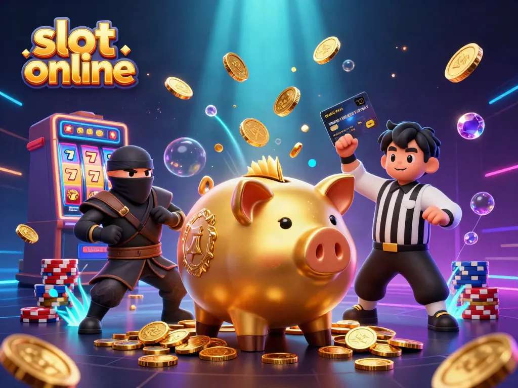 Engage in thrilling slot online adventures with a dynamic 3D illustration featuring exciting characters and elements.