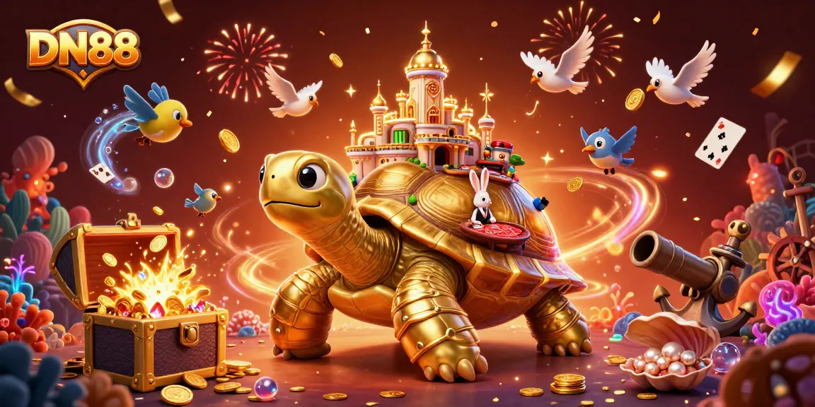 Experience thrilling gameplay at DN88's lively casino scene with sparkling animations and vibrant characters.