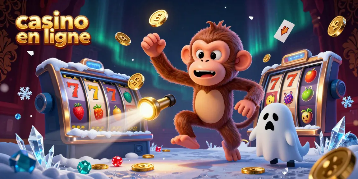 Casino en ligne avec un singe fantôme jonglant des pièces et un chiot chasseur de fantômes.