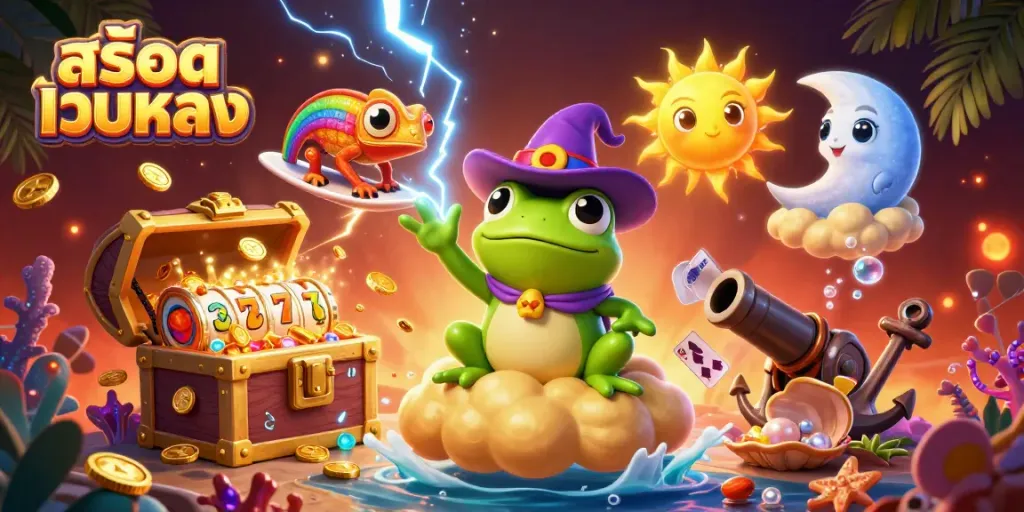 Experience excitement with สล็อตเว็บตรง in a vibrant, dynamic scene featuring rich golden coins and lucky symbols.