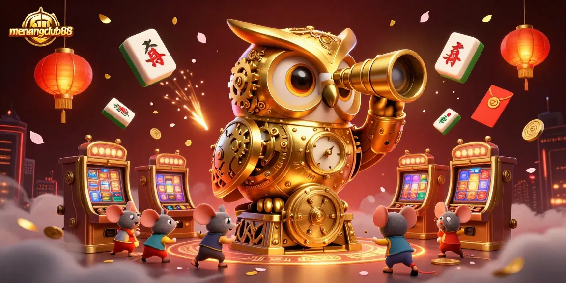 Engage with menangclub88 while exploring a vibrant, animated casino scene teeming with luck and excitement.