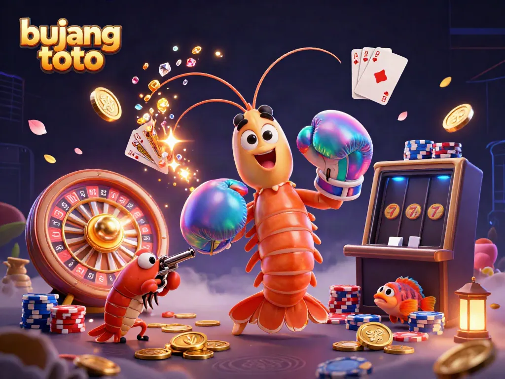 Experience the thrill of bujang toto with vibrant 3D characters and luxurious casino elements illustrating online gaming excitement.