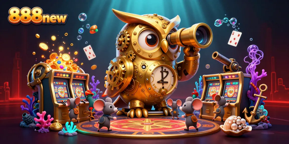 Experience gameplay excitement at 888new with cartoon elements in a vibrant casino scene.