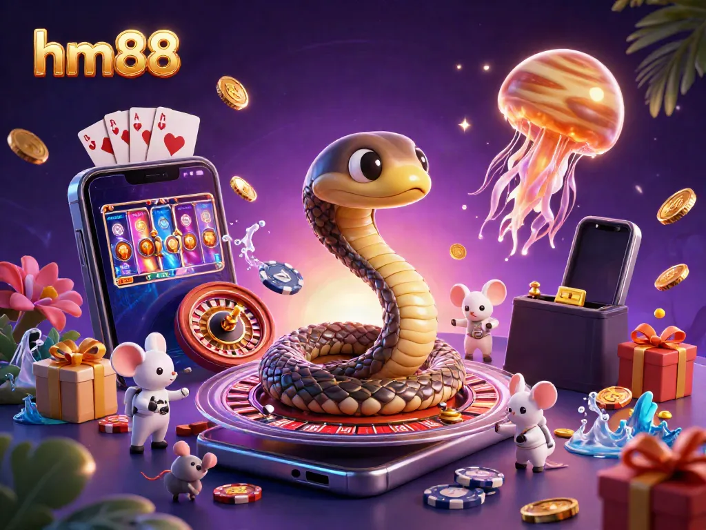 Engage with hm88's thrilling casino experience as mice place bets on a cosmic roulette.