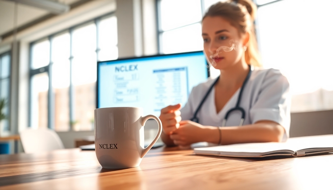 Reviewing Past Nclex fast results in a bright office with a healthcare worker focused on a computer.