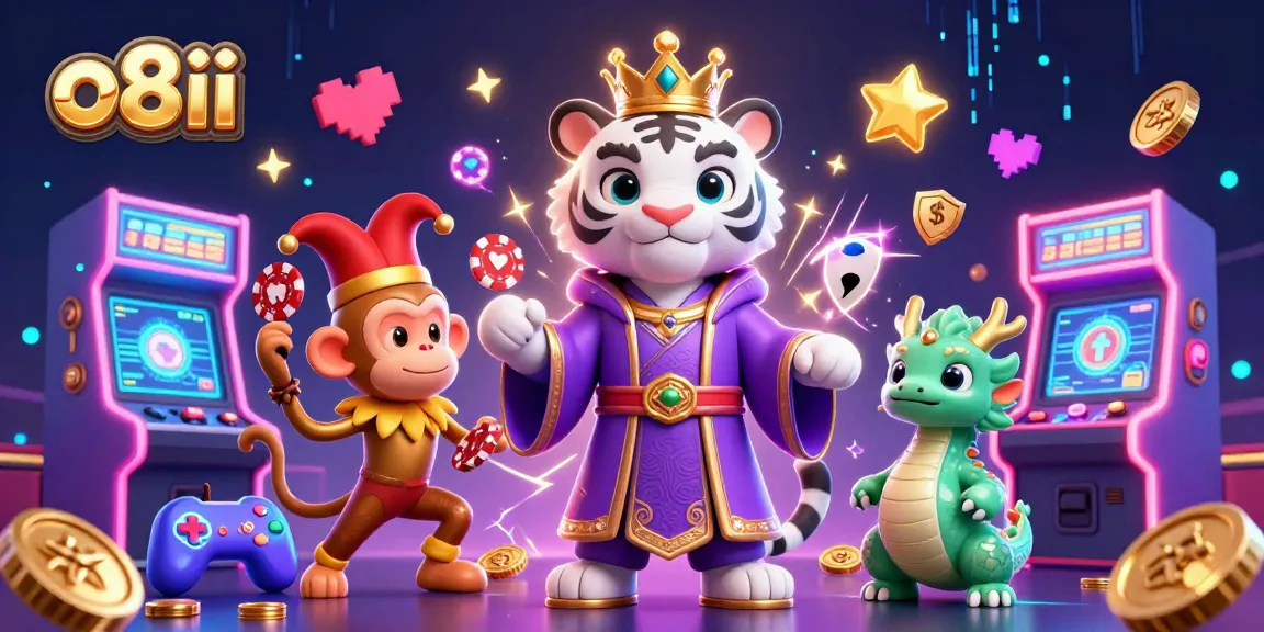 Join the enchanting gaming world of o8ii with captivating characters and vibrant casino elements.