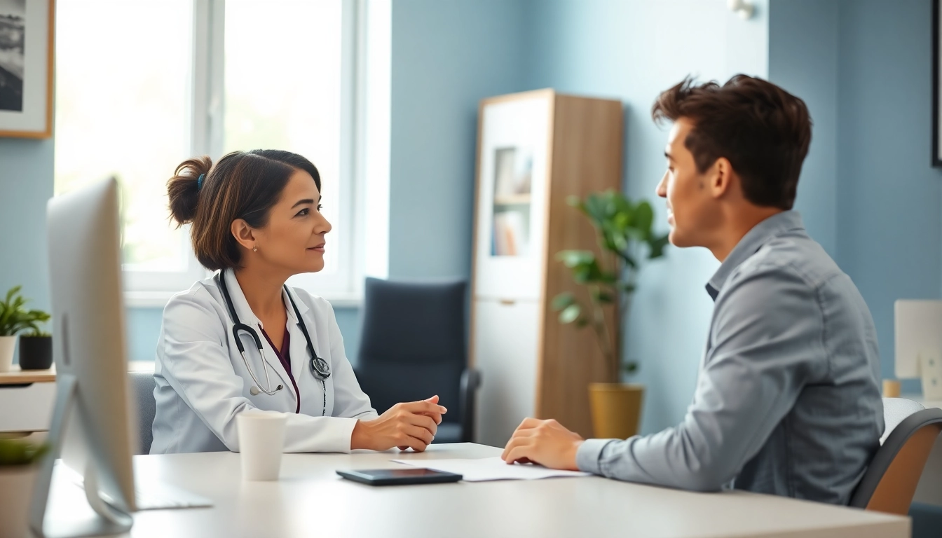 Engaging session on Mental Health Care between a patient and a healthcare provider in a calm office.