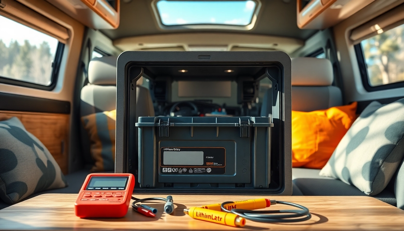 Enhance your RV experience with efficient lithium RV batteries installed in a sleek RV.