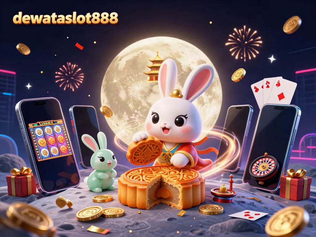 Menangkan jackpot dengan dewataslot888 saat kelinci bulan memainkan poker di atas bulan.
