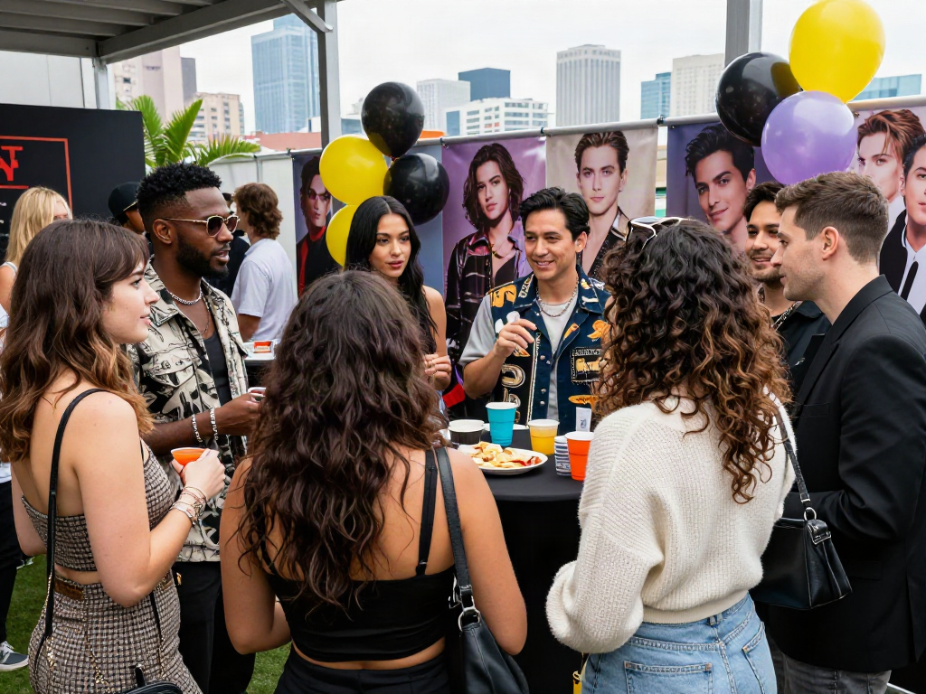 Celebrity-themed outdoor event where friends discover who they look like, celebrating the fun of finding celebrities look alike.