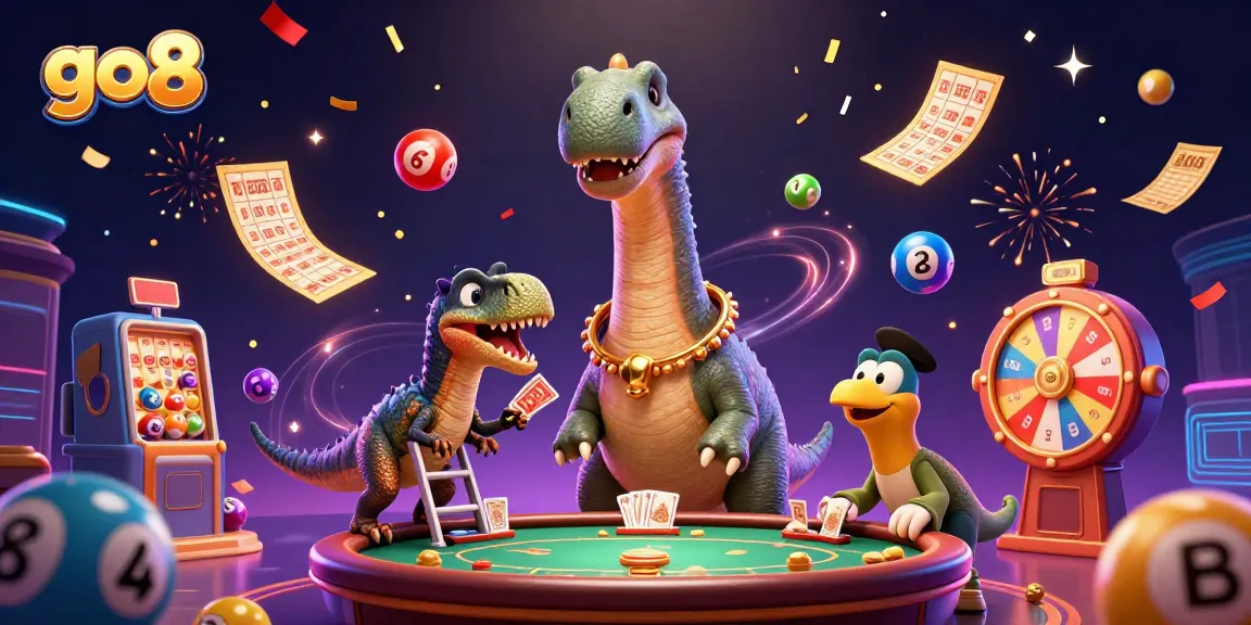 Engage with the excitement at go8 with a lively casino scene featuring vibrant lottery elements.
