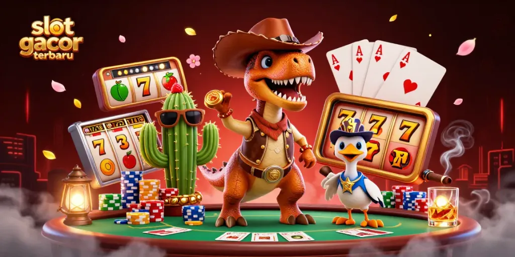 Experience thrilling wins with slot gacor terbaru in an exciting casino adventure featuring lively characters.