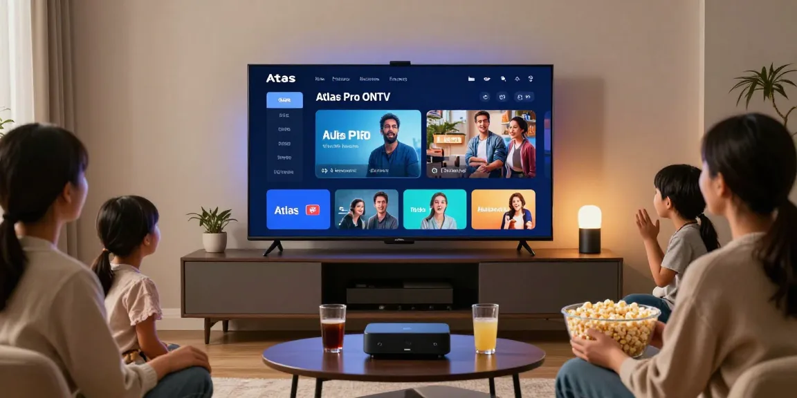 Experience Atlas Pro ONTV with family streaming movies on Smart TV.