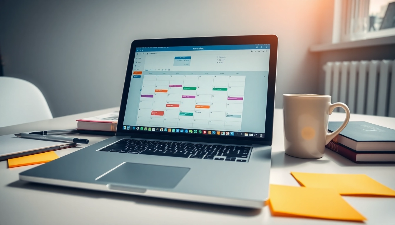 Engaging workspace image showcasing a smarter Calendly alternative on a laptop screen.